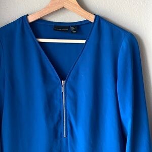 ADRIENNE VITTADINI Royal Blue Long Sleeve Blouse